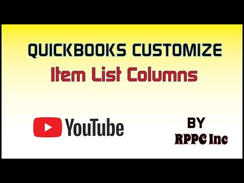 QuickBooks®Customize Item List Columns