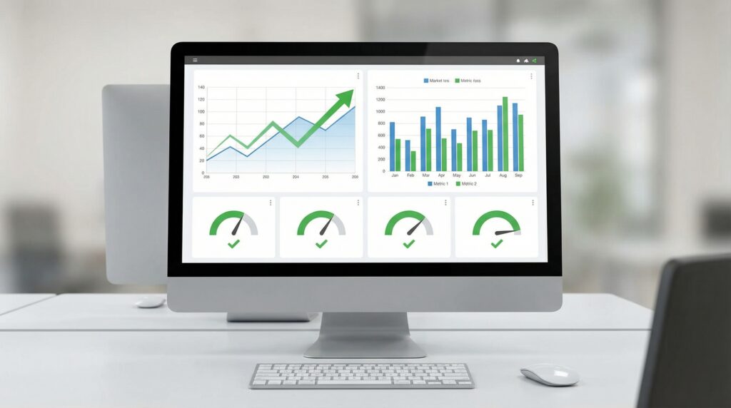 5 Critical Steps for Budgeting for Profit and Financial Success in 2026 2 A graphic displaying simulated KPIs for effective budgeting for profit, including Gross Profit Margin and Net Profit Margin charts.