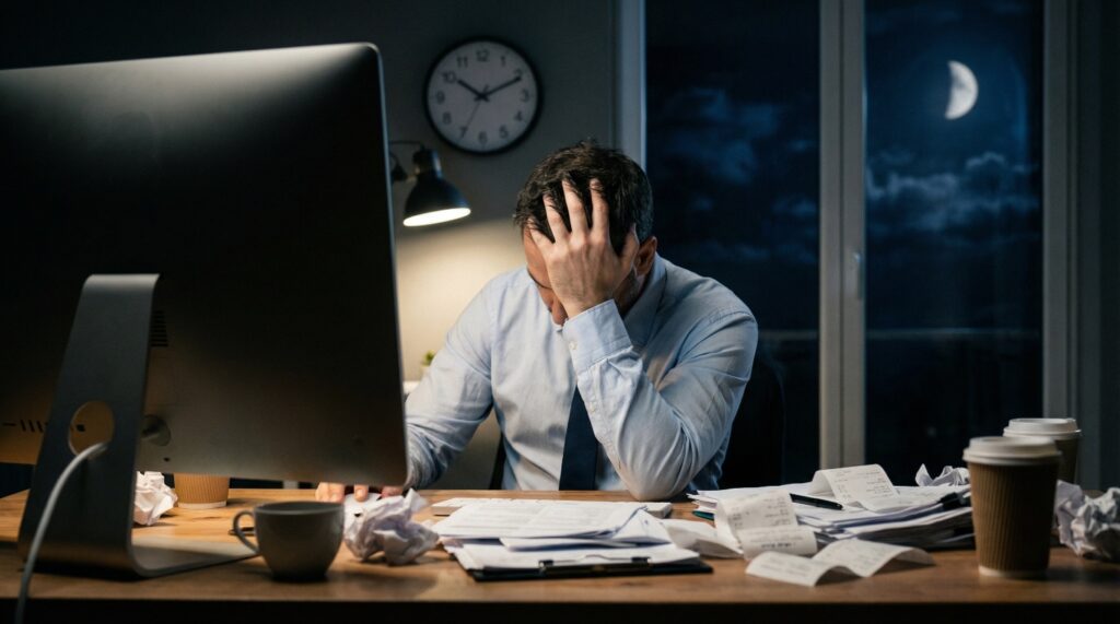 5 Critical Signs Your Business Needs a Professional QuickBooks Cleanup 1 business owner frustrated without Quickbooks cleanup
